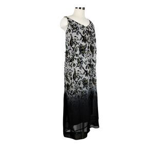 Sheer Layers Sleeveless Dress Asymmetrical Beige Black Yellow Ombre Size 26/28